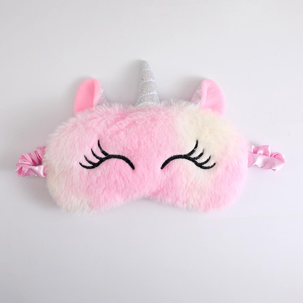 Gradient Plush Unicorn Sleep Mask - Cute, Colorful, Light-Blocking Eye Protector