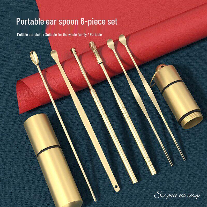 LIEI Professional 6-Piece Stainless Steel Ear Pick Set