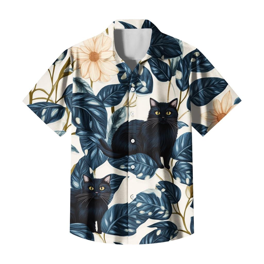 Men's Casual Short-sleeved Shirt Slim Fit Stylish Men's Hawaiian Print