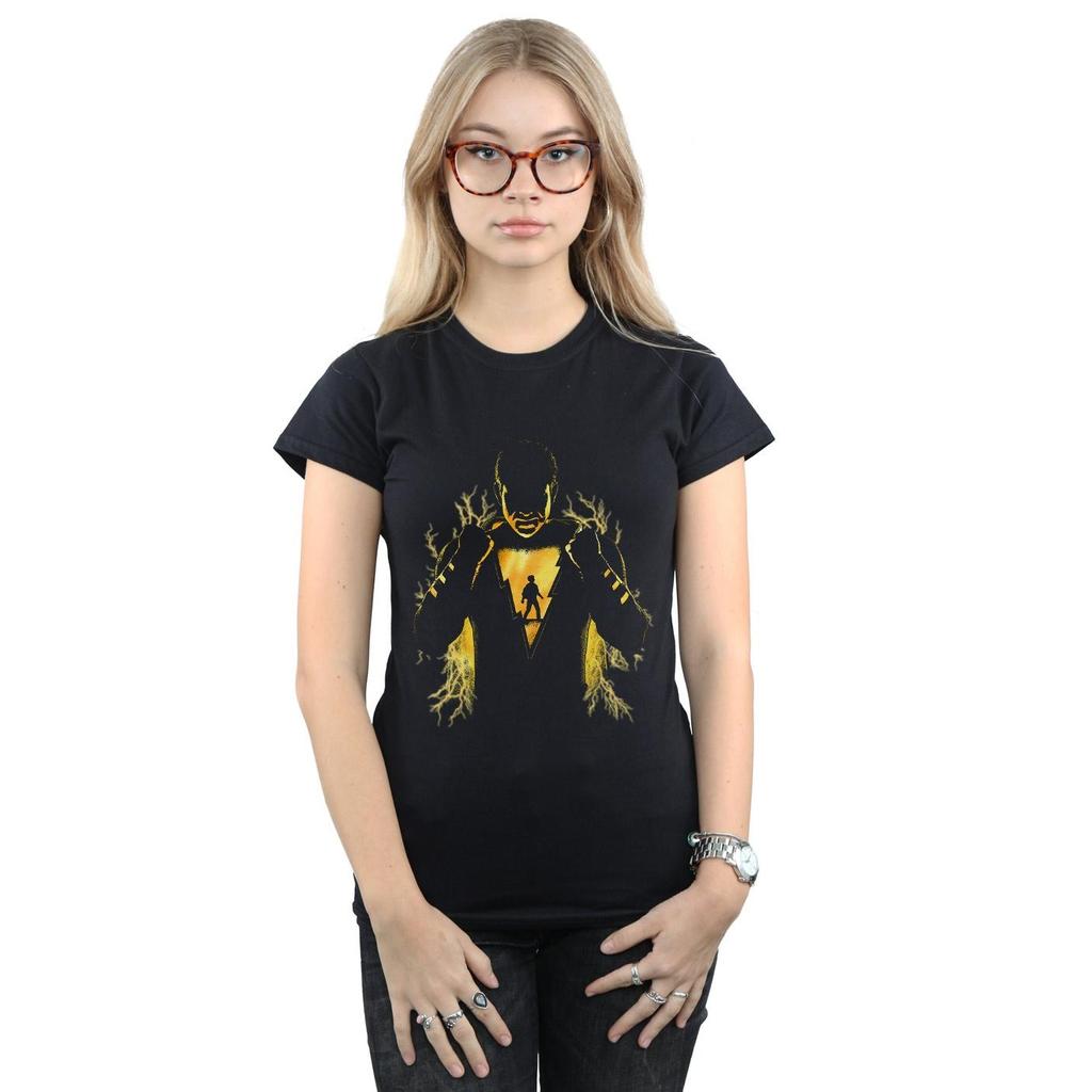 DC Comics Womens/Ladies Shazam Lightning Silhouette Cotton T-Shirt