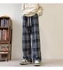 Retro Plaid Casual Pants Men's Spring and Autumn New Drape Wide-leg Cityboy Trendy Sports Straight Pants