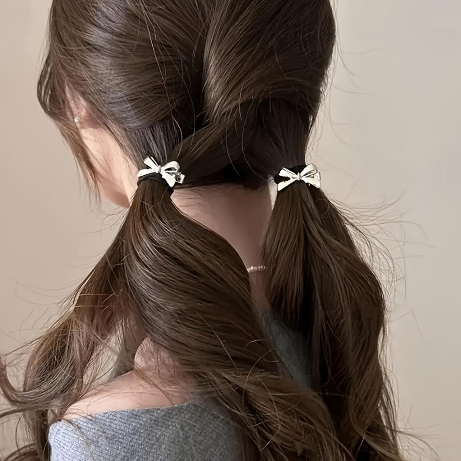 A Set of 6 Bow-Shaped Hair Clips in Shiny Golden And Silvery Plastic, Perfect Multifunctional Additions for Fine Hair