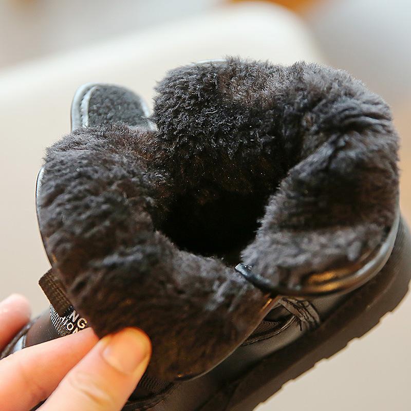 Winter New Boys' Waterproof Cotton Shoes with Thick Velvet Short Boots