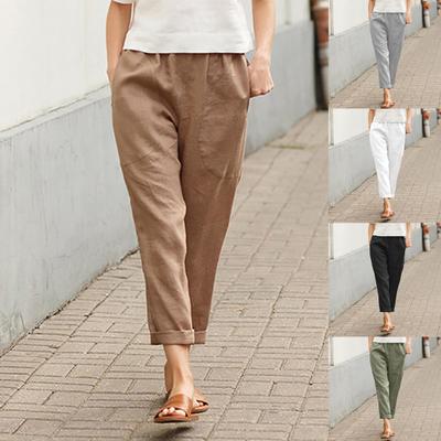 Trousers Mid Waist Universal Cotton Women Clothing Pencil Pants for Summer