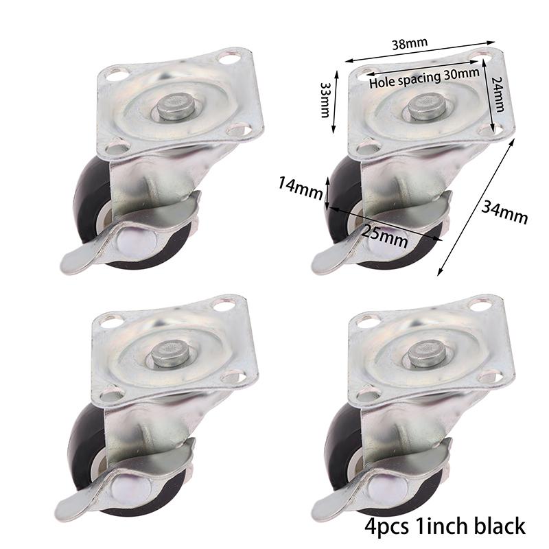 

4 шт. 1 /1.25 /1.5 /2 ПВХ меблеві ролики зносостійкі безшумні універсальні важкі коліщатка для візка поворотні на 360 градусів A1