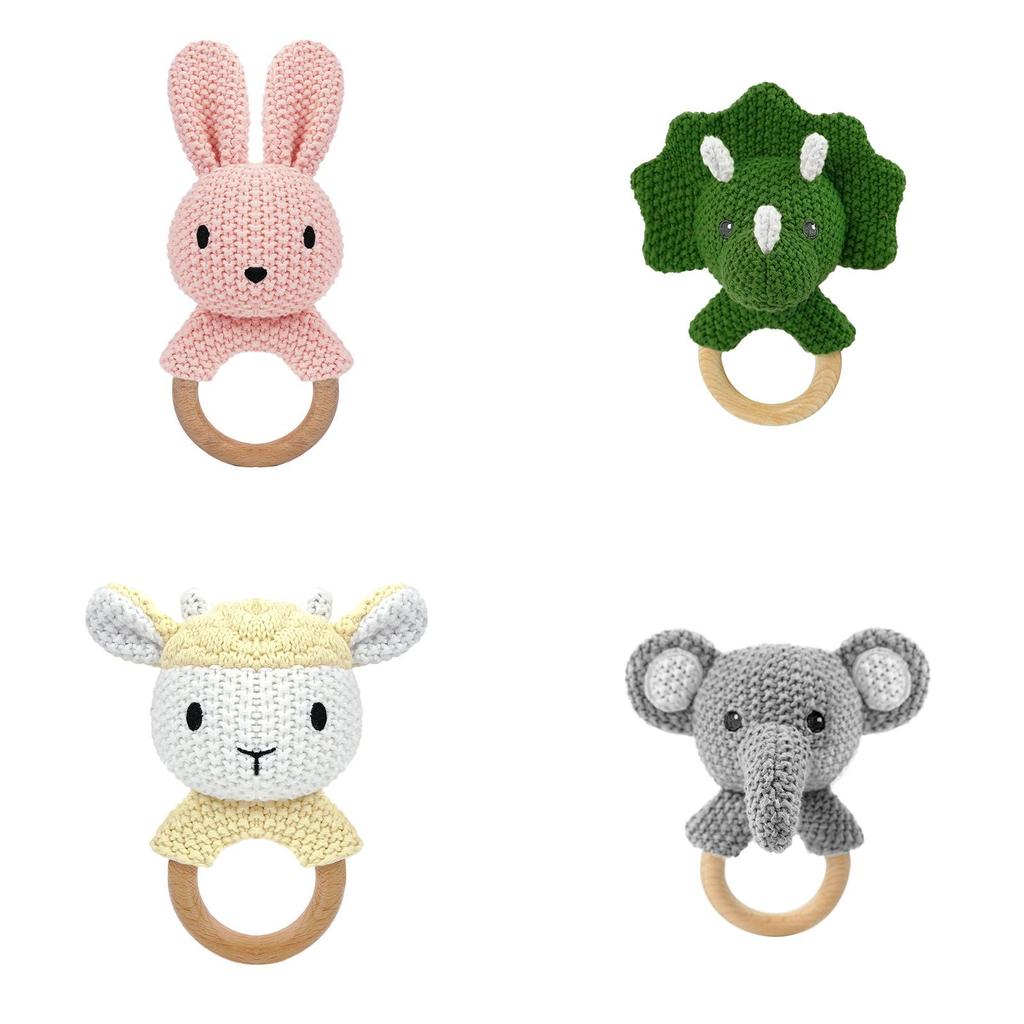 Baby Toy Collection Of Knitted Animal Rattles With Soft Plush Fabric For Infant Sensory Stimulation
