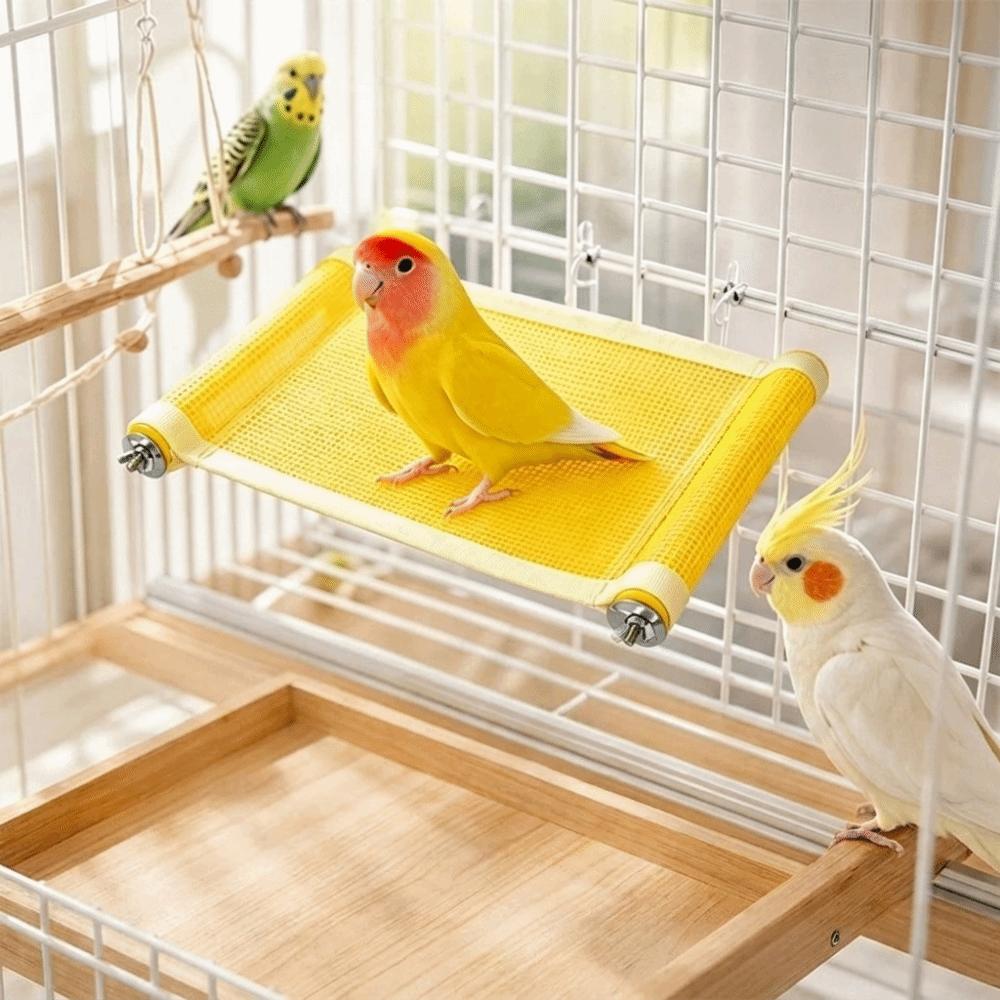 Breathable Parrot Suspended Mesh Bed Bite Resistant Scratch Resistant Bird Cooling Perch Platform Plastic Hanging Hammock Budgie