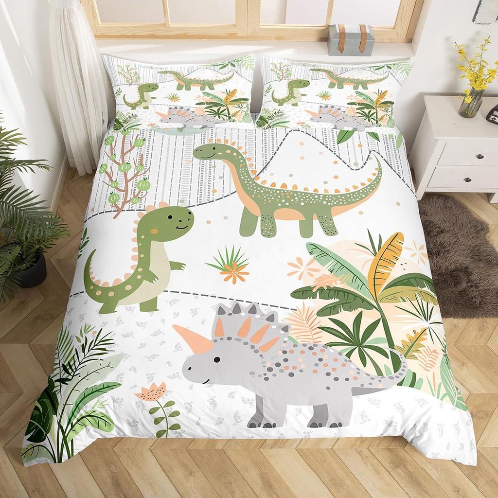 Funda Nórdica de Dinosaurios para Niños Juego de Ropa de Cama con Temática de Animales Microfibra Dibujos Animados Funda de Edredón Individual King Para Niños Niñas Adolescentes Decoración de Dormitorio