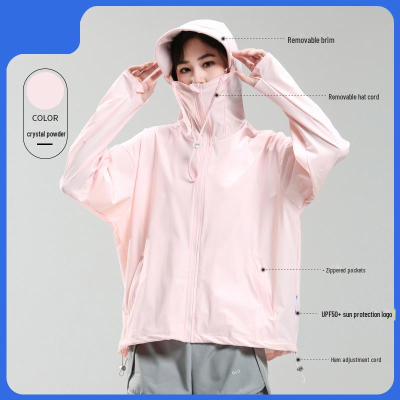 LULU OIOI Unisex Eisseiden-Sonnenschutzjacke mit breiter Krempe, Anti-UV, dünn und atmungsaktiv für Sommer-Outdoor-Aktivitäten.