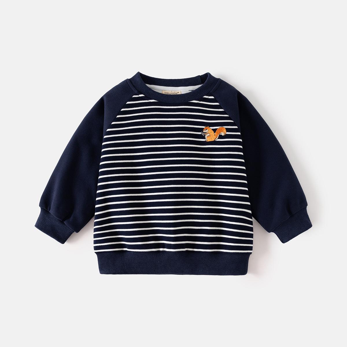 Boys Raglan Sleeve Sweatshirt Embroidered Pullover Loose Fit Casual Spring Top Fashion Clothing for Toddler and Kids 90cm