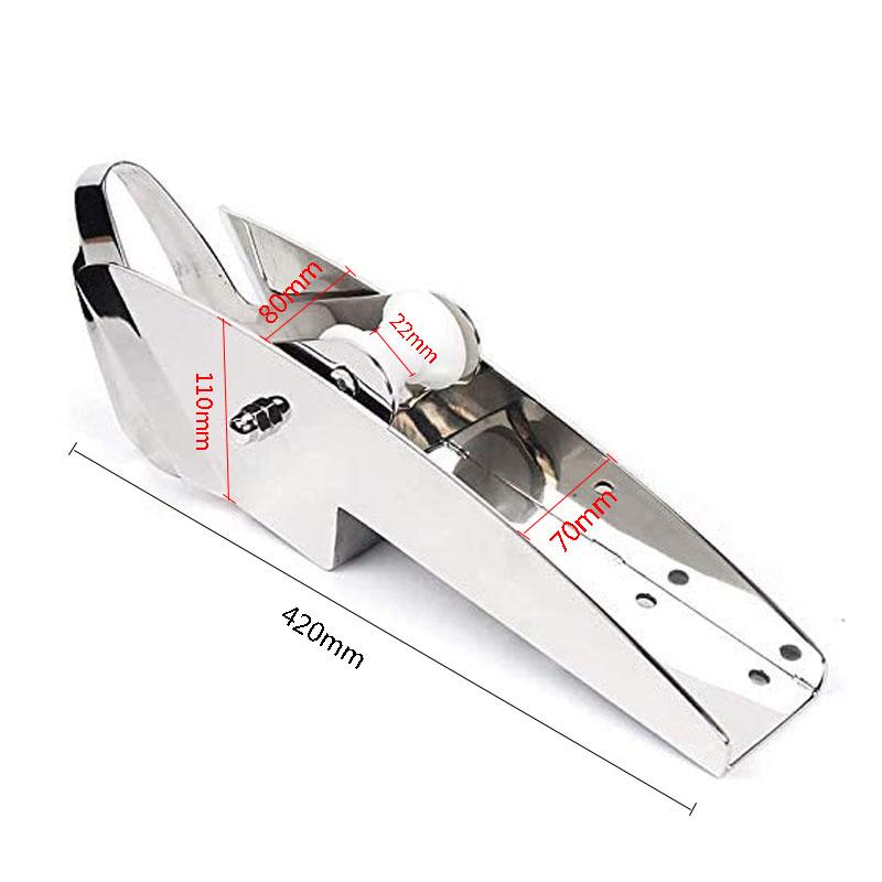 Boat Stainless Steel 420mm Anchor Bracket Nylon Bow Roller Hinged Launching Electro-Polished Anchor Locking Control Accessories