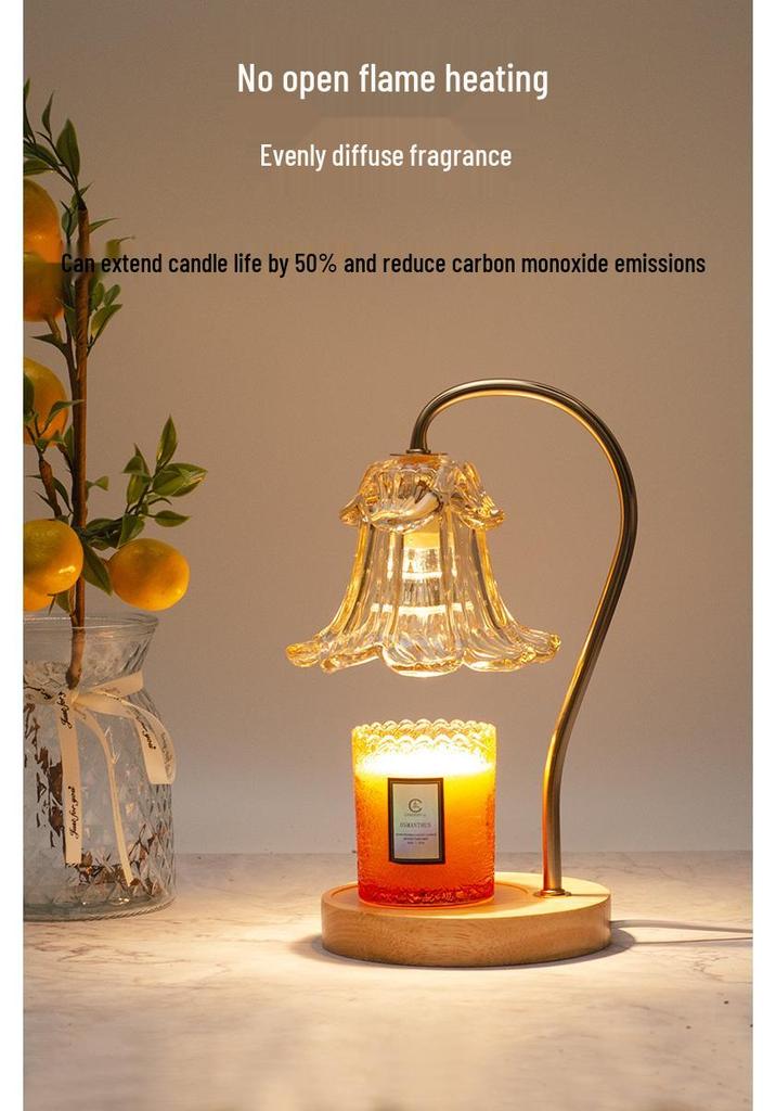 Luxury Glass Aroma Wax Melt Lamp - Fragrance Candle Light for Bedroom, Bedside Table, or Desk. Ideal Decorative Gift.