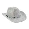Unisex Sequin Bowler Hat Solid Color Fedoras Hat Cool Jazz Hat  Halloween Party