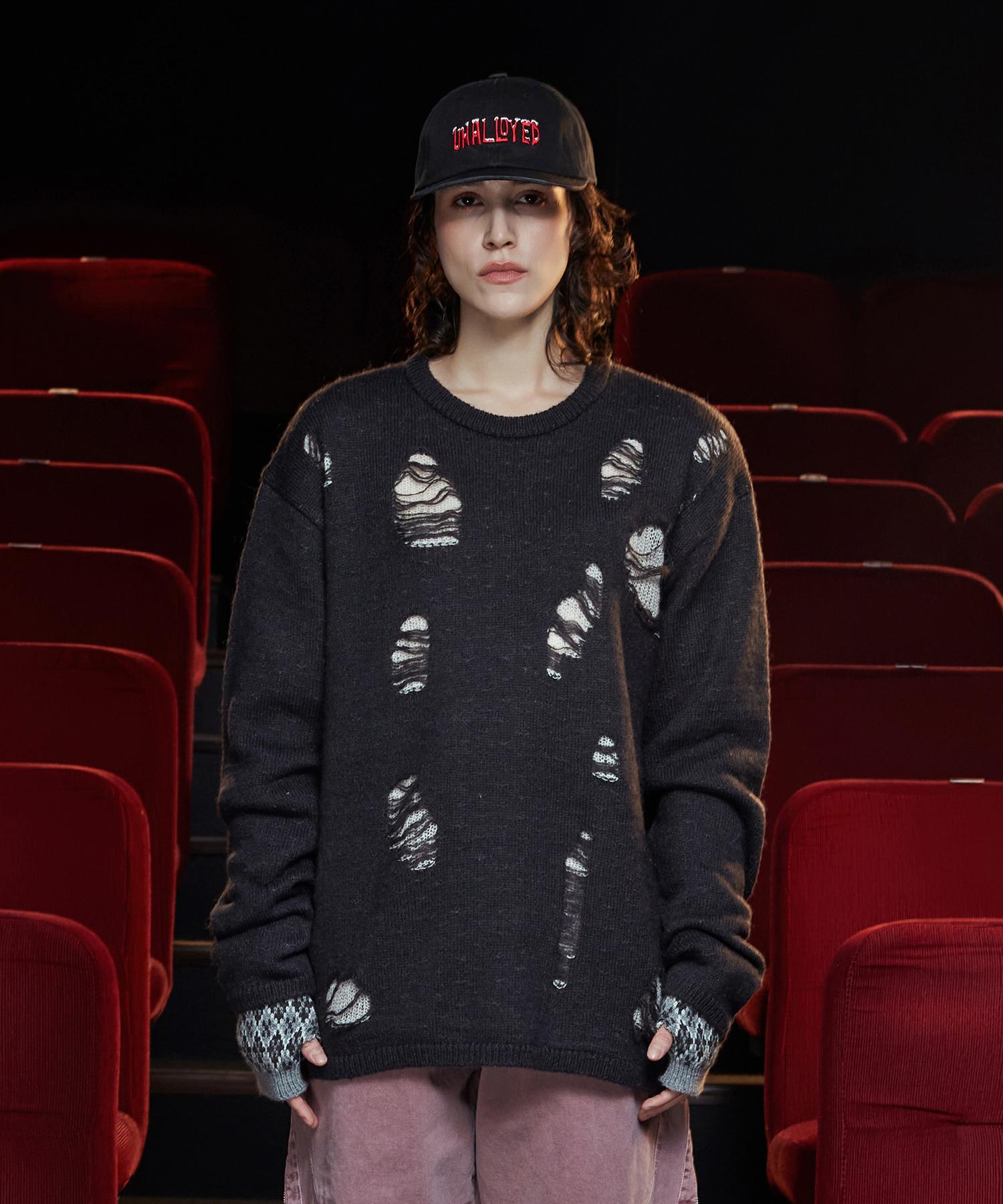 Analogoid Distressed Mohair Knit / Charcoal Charcoal/M