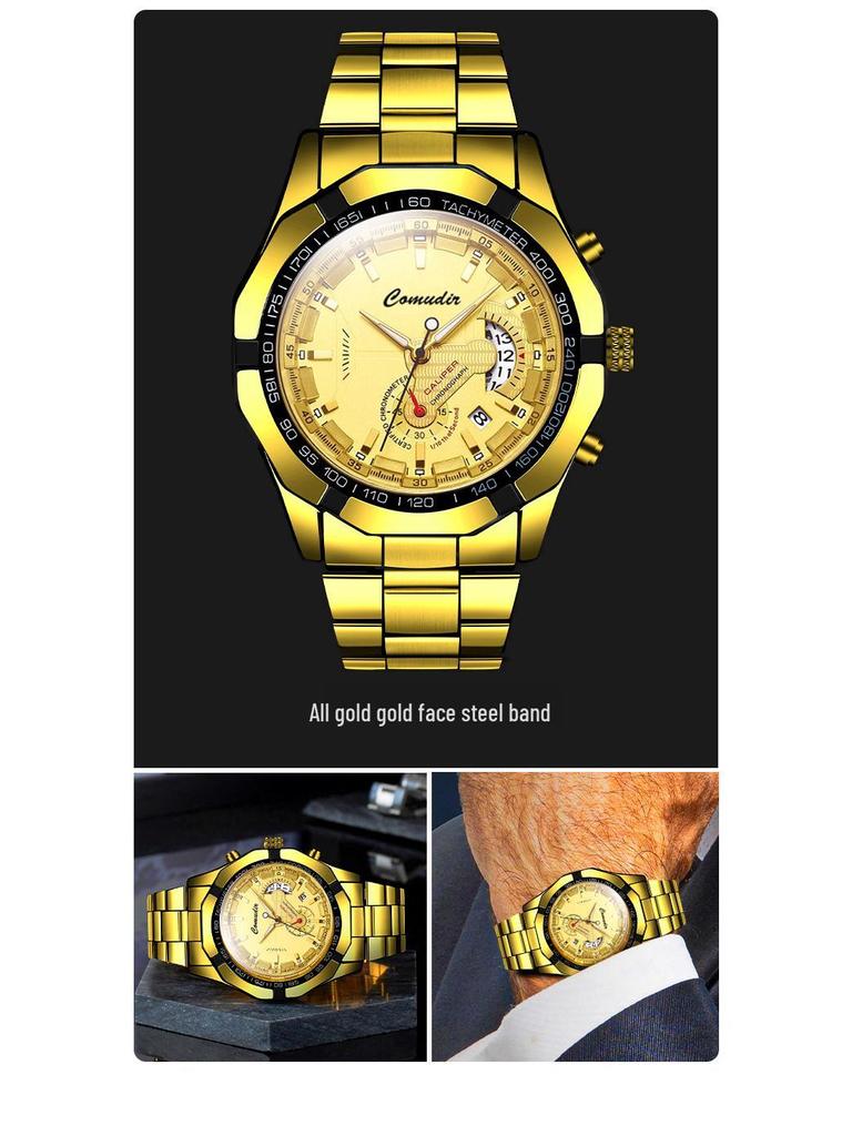 Men's Luminous Waterproof Automatic Calendar Watch with Large Dial