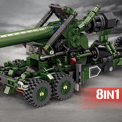88033 Military Series 8-in-1 Long-legged Tom -M59 Cannon Assembly Model Boy Building Block Toy