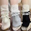 Lace Bow Ballet Style Seamless Boot Socks Women Mid Calf Long Leg Spring Autumn Stacking Socks Comfortable Breathable Stockings