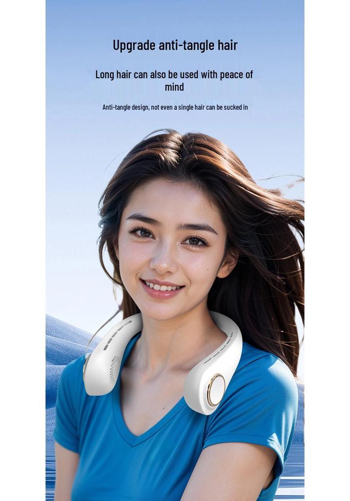 Portable Neck-Hanging Leafless Cooling Fan - USB Rechargeable, Lightweight and Hands-Free for Outdoor Use