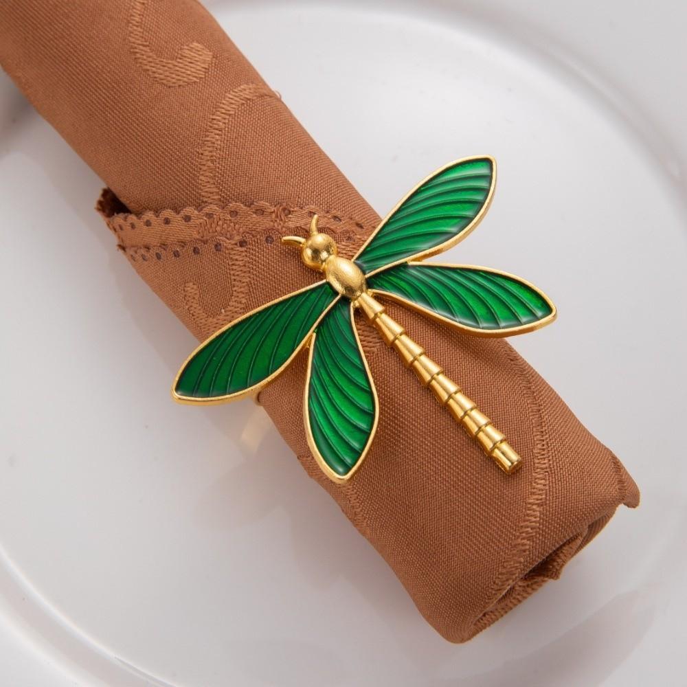6PCS Modern Dragonfly Napkin Ring Metal Insect Napkin Holder Creative Napkin Buckle  Cafe Decor