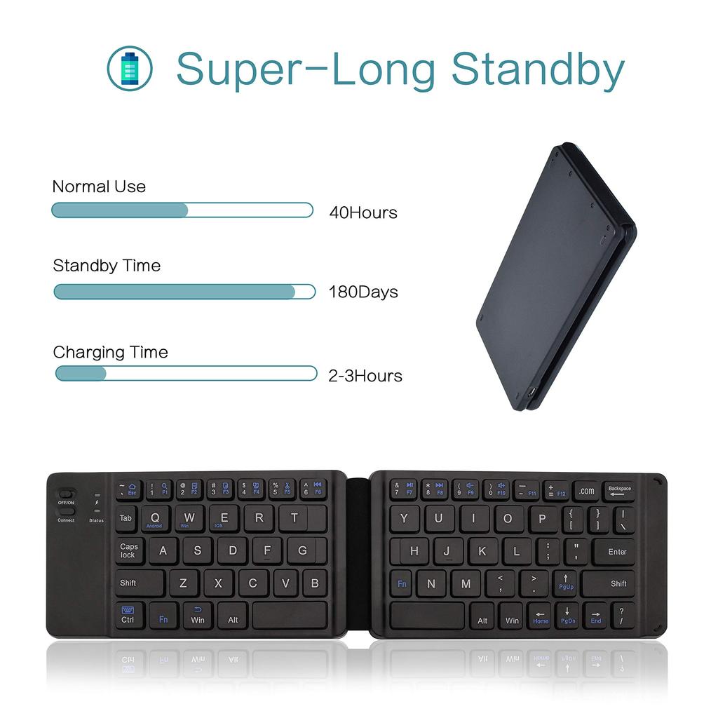Oem Arabisch Spanisch Taschenformat USB Mini Bluetooth Faltbare Tastatur Doppelt faltbare Tastatur Faltbare Bluetooth-Tastatur