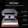 ZISIZ Korean Style Rectangular BBQ Grill Plate with Wooden Base