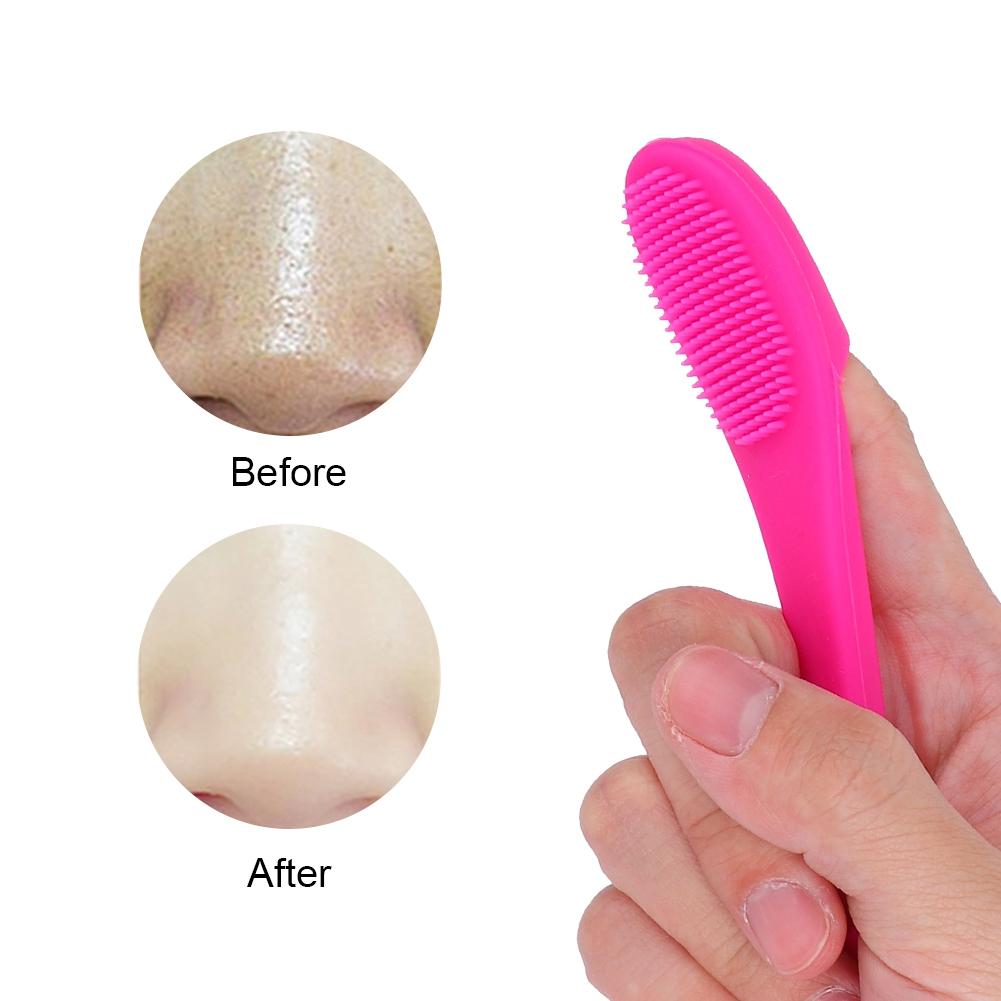 Silicone Face Cleansing Finger Brush Pore Cleaner Blackhead Removal Massager (Dark Rose Red)