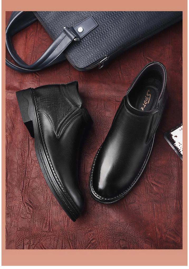 Men's High-Top Chelsea Ankle Boots - Slip-On, Leather, Casual Winter Workwear.