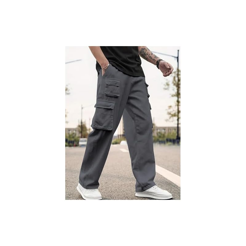 Lymio Men Cargo || Men Cargo Pants || Men Cargo Pants Cotton || Cargos for Men (Cargo-38-41) (L, Khakhi)