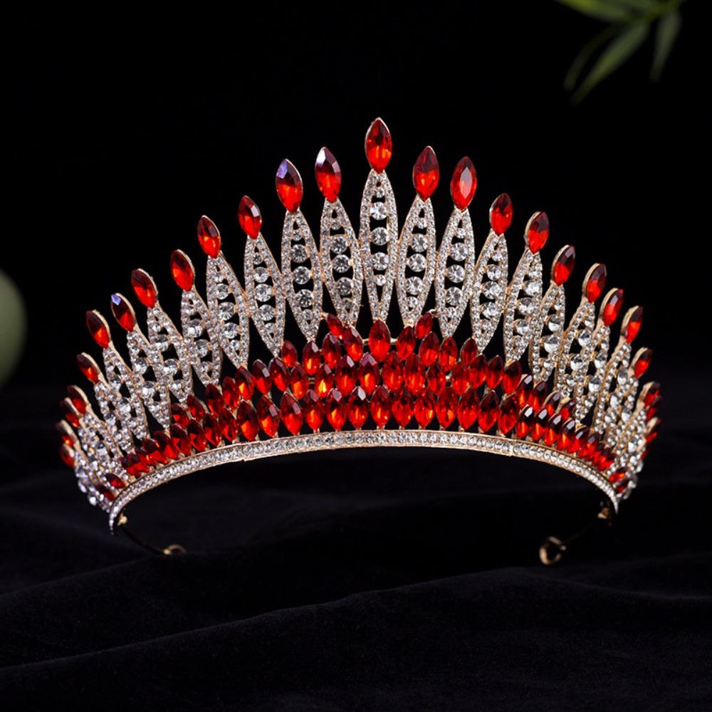 Luxury Zinc Zinc Alloy Princess Crown Sparkling Rhinestone Diadem Girls Party Headbands  Stage Performances