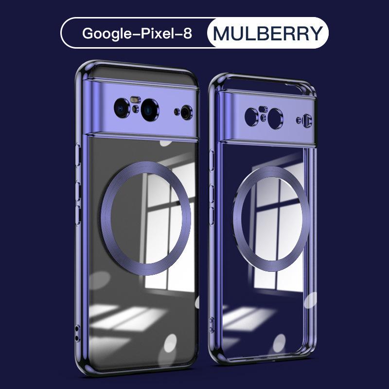 Compatible with Google Pixel 10A/9 Pro XL/8 Pro Electroplated Transparent Silicone Magnetic Phone Case