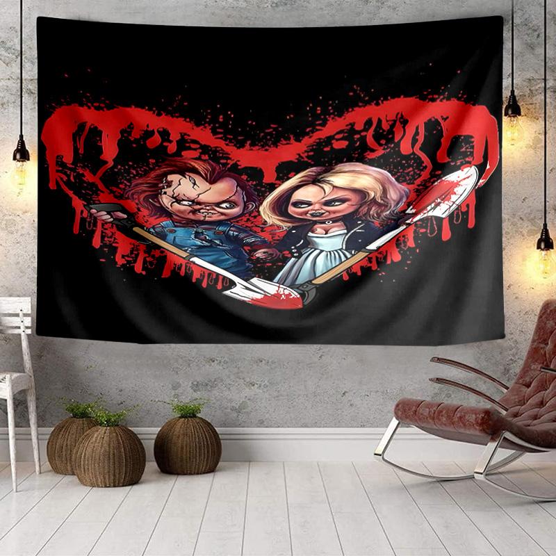 Chucky's Creepy Knife Play Tapestry, Unique Design Tapestry, Wall Decor for Bedroom,Livingroom, Playroom,Heartwarming Fan Holiday Gifts