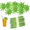 10 Pcs Tropical Palm Tree Paper Umbrella Cocktail Food Fruit Picks Cupcake Toppers Hawaiian Birthday Party Wedding Decorations