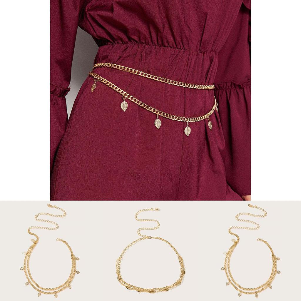 Bohemian Waist Chain For Women With Shell And Leaf Motifs And Metal Finish