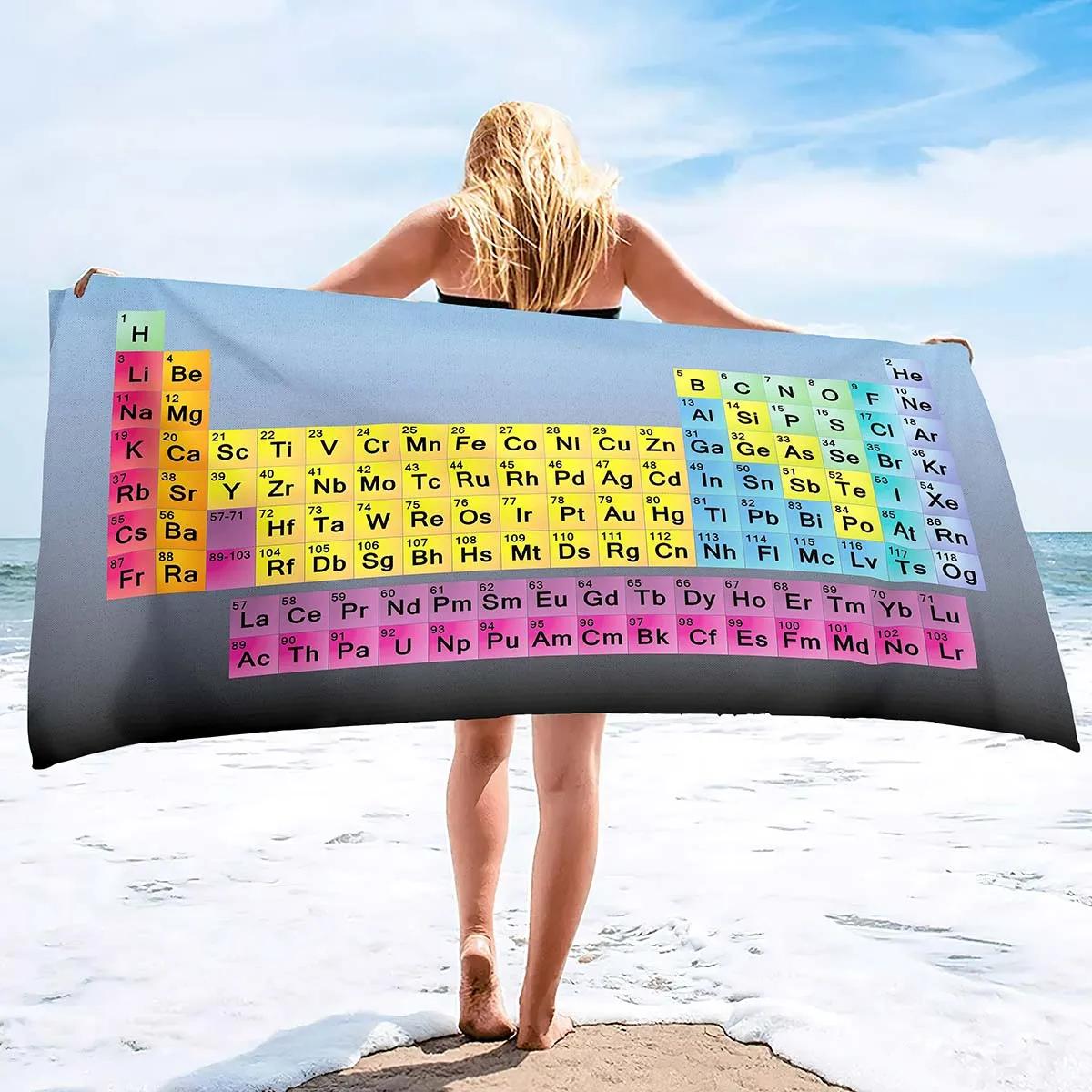 

Periodic Beach Towel,Periodic Table of The Element Pool Towel,Fast Dry Absorbent Bathroom Towel,Quick Dry BathTowel Travel Towel W30*H60(CM)