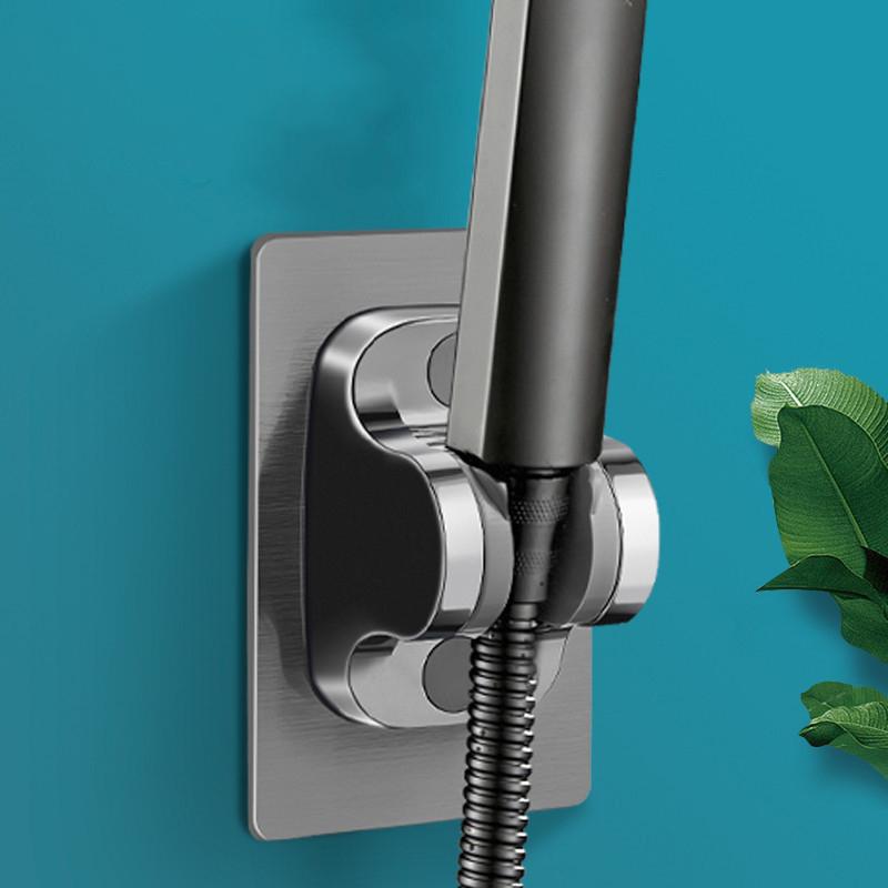 1Pc Wall Mounted Strong Adhesive Shower Head Bracket Abs Waterproof Adjustable Bathroom Shower Bracket Easy To Install Base