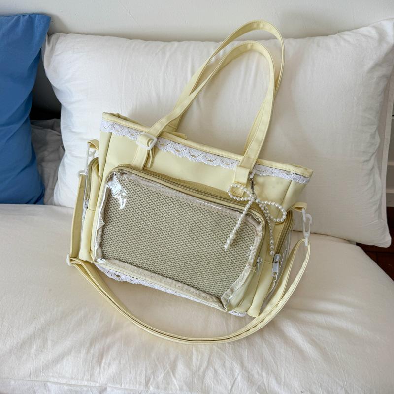 Borsa Trasparente Ita Kawaii per Ragazze Stile Giapponese Colore Caramella Pizzo Borsa a Tracolla Moda Leggera Borsa a Spalla