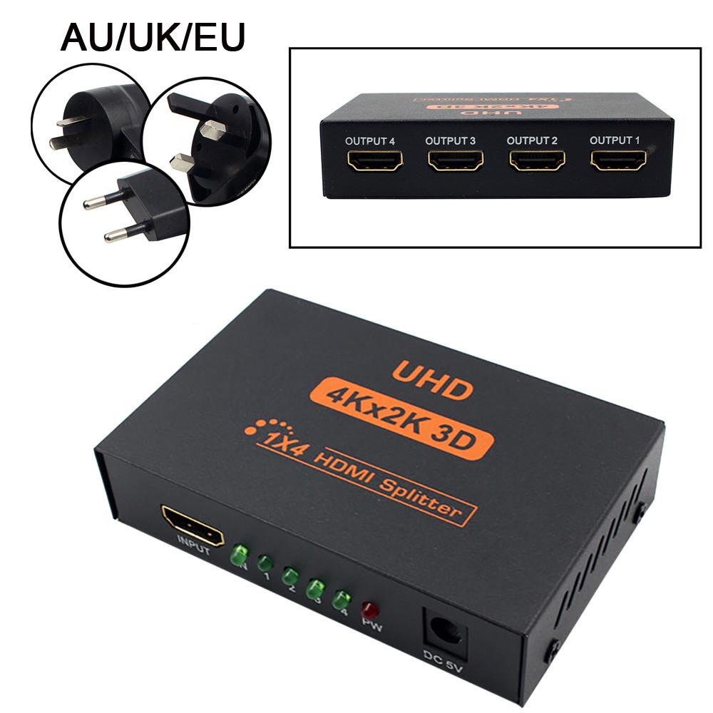 Splitter 4K 1 intrare 4 ieșiri - 4 cu amplificator repetor, Suportă 1080P 3D