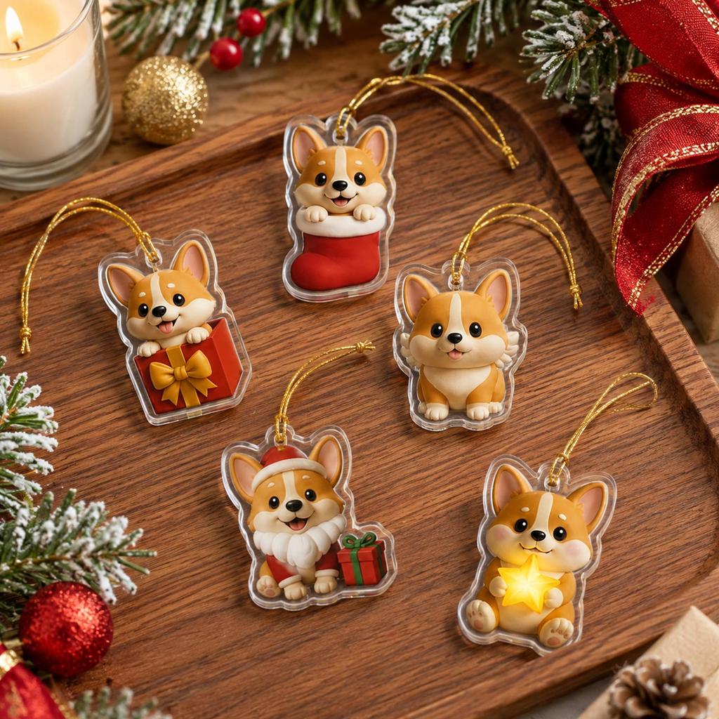 2026 Advent Calendar with Cute Pet Series Christmas Tree Hanging Ornaments