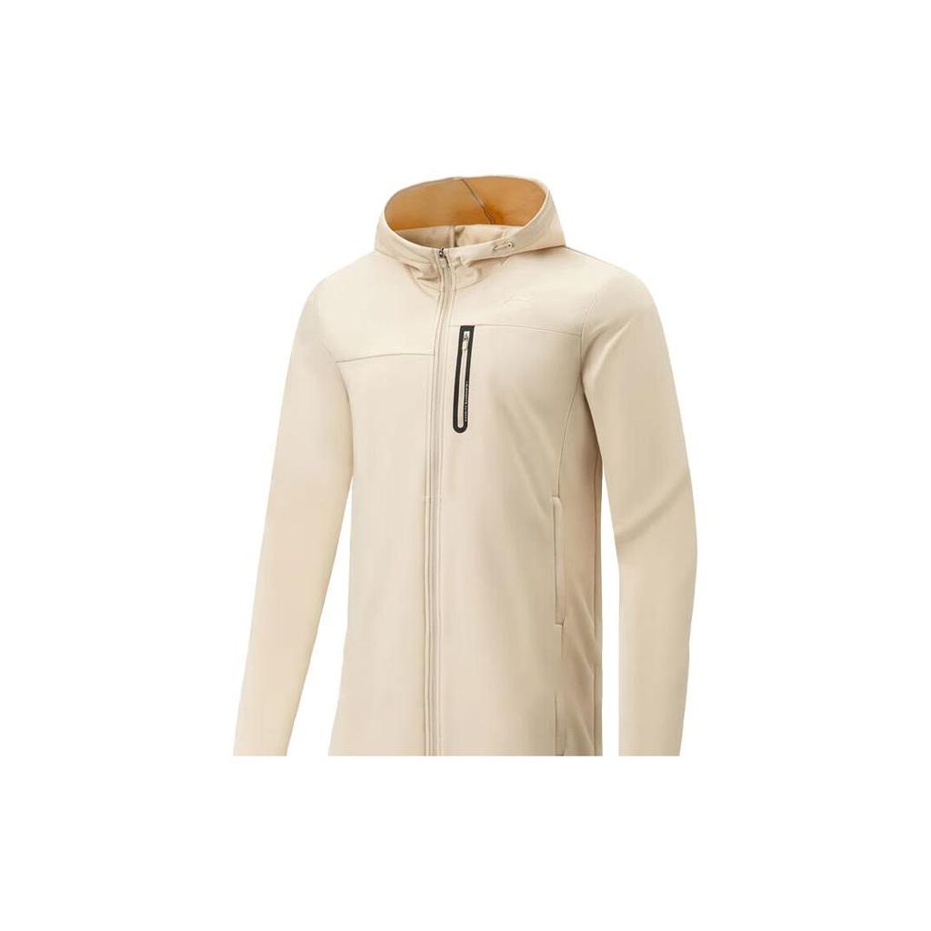 Li Ning Fitness Series Solid Color Hooded Thickened And Fleece Lined Sportswear Jacket Men's Dusty Khaki AFDT631-2