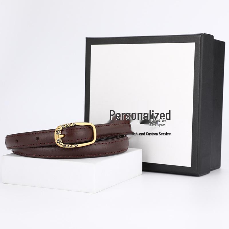 Simple Retro-Style Women's Slim Leather Belt - Fashion Accessory