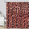 Leopard Textured Shower Curtain, Vintage Striped Brown Floral Creative Geometric Modern Plants Polyester Bathroom Decor Curtain