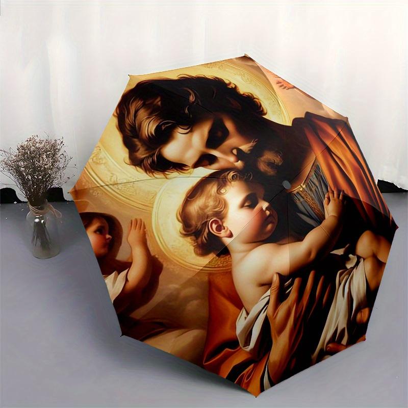 1pc Saint Joseph Themed High-quality Umbrella,Automatic Opening and Closing Umbrella,Multi-functional Umbrella G0811040