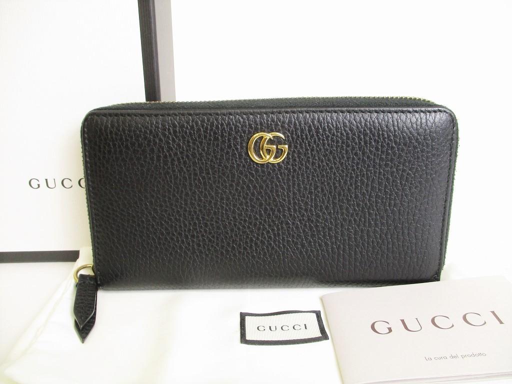 

Authentic GUCCI Marmont G Black Leather Round Zip Long Wallet #8724 Refurbished