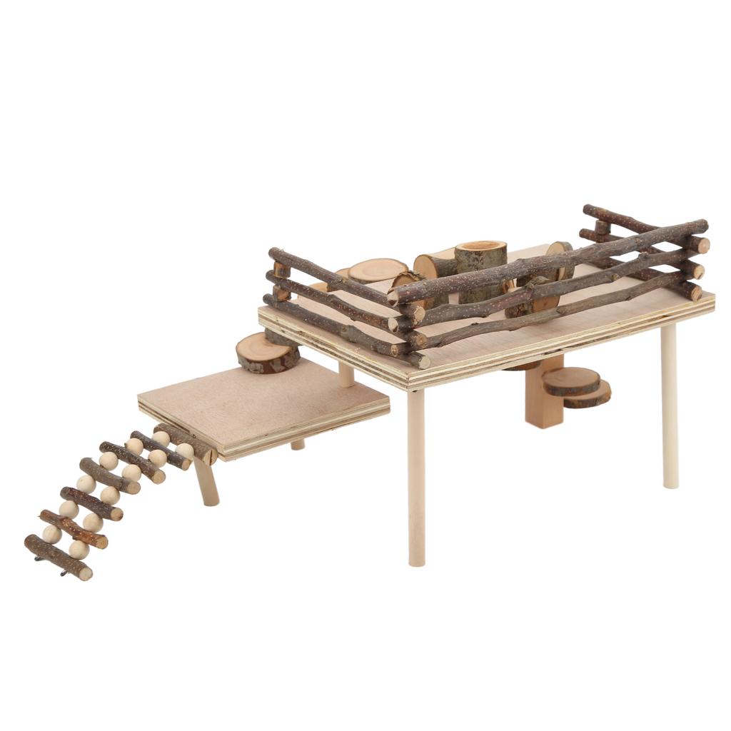 Hamster Natural Wood Playground Set Hamster Living Climbing System for Small Pets