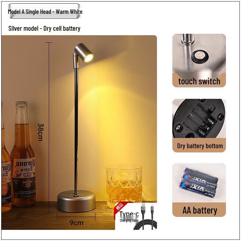 

Creative Atmosphere Desktop Night Light - Charging Bar Table Lamp & Restaurant Spotlight Black Dual-Head A Single Light with Power Bank