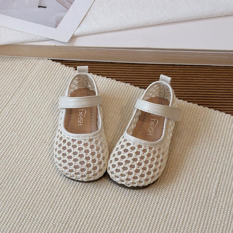 Girls Breathable Hollow Out Mesh Mary Jane Casual Flat Sandals 21 белый