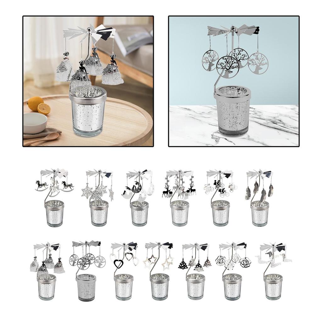 Elegant Rotating Candle Holder for Fireplace Desktop Restaurant Festival Christmas