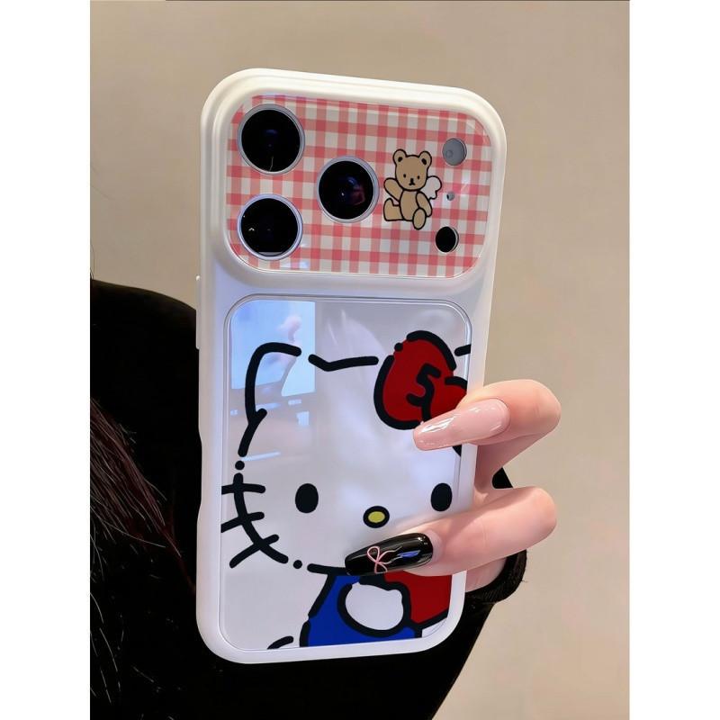 Cartoon red plaid bear kt cat apple 11promax mobile phone case iPhone11 windows 11 soft color seconds change 11