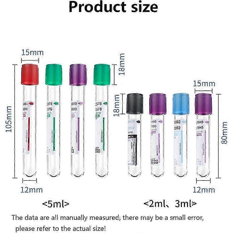 2025 Blood Collection Tubes, 3/5/10ml, 100 Pieces, Disposable, Without Additives, 10ml