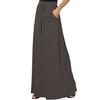 Women Maxi Skirt Adjustable Drawstring High-Waisted Solid Color Long Skirt with Pockets Casual Work Skirt
